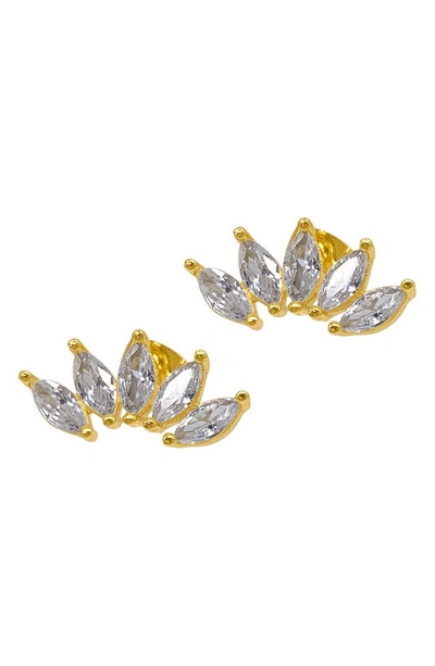 Adornia 14k Gold Plated Marquise Cz Stud Earrings In Yellow
