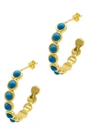 Adornia Bezeled Turquoisette 25.5mm Hoop Earrings In Blue