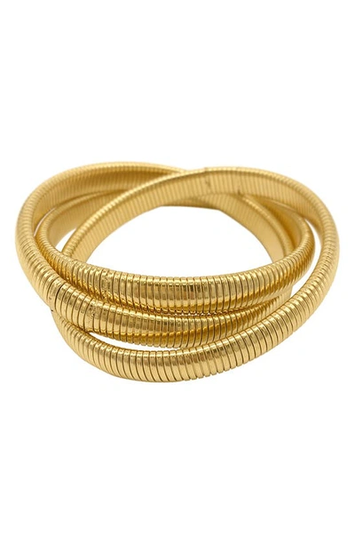 Adornia 14k Plated Omega Chain Triplet Bracelet In Gold