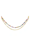 ADORNIA SPRING 2022 14K YELLOW GOLD VERMEIL MULTI COLOR BEAD AND PAPER CLIP NECKLACE