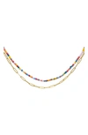 Adornia Spring 2022 14k Yellow Gold Vermeil Multi Color Bead And Paper Clip Necklace In Yellow