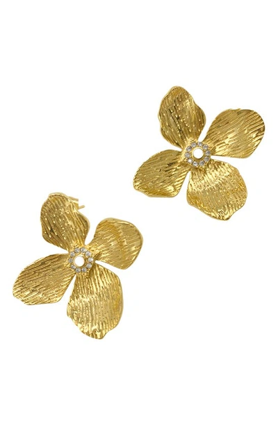 Adornia Faux Pearl Flower Stud Earrings In Gold