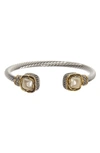 Meshmerise Twisted Cable Mother Of Pearl Bangle In Two Tone