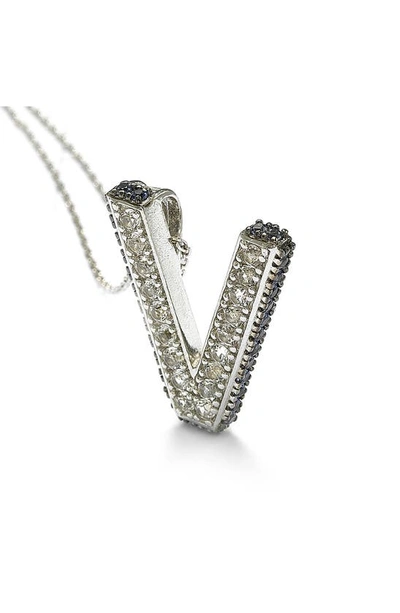 Suzy Levian Sterling Silver & Blue Sapphire Initial Pendant Necklace In Blue-v