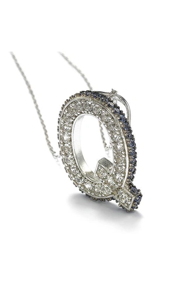 Suzy Levian Sterling Silver & Blue Sapphire Initial Pendant Necklace In Blue-q