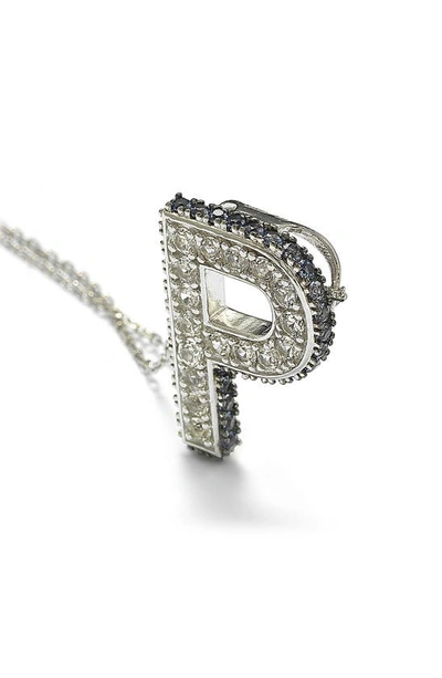 Suzy Levian Sterling Silver & Blue Sapphire Initial Pendant Necklace In Blue-p