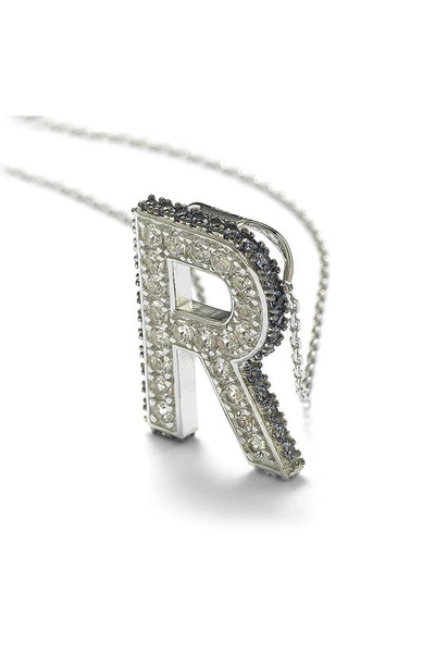 Suzy Levian Sterling Silver & Blue Sapphire Initial Pendant Necklace In Blue-r