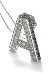 Suzy Levian Sterling Silver & Blue Sapphire Initial Pendant Necklace In Blue-a