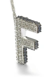 Suzy Levian Sterling Silver & Blue Sapphire Initial Pendant Necklace In Blue-f