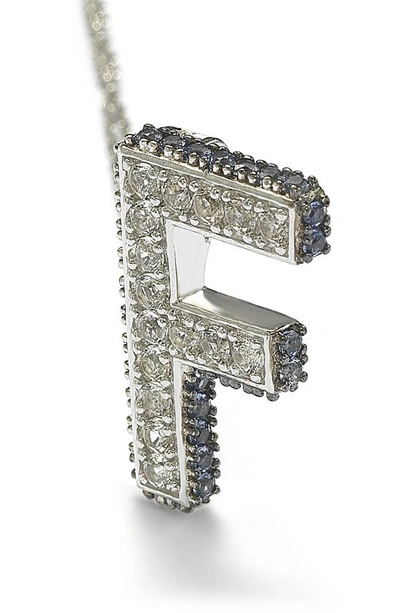 Suzy Levian Sterling Silver & Blue Sapphire Initial Pendant Necklace In Blue-f