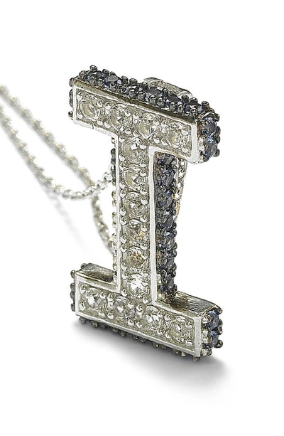 Suzy Levian Sterling Silver & Blue Sapphire Initial Pendant Necklace In Blue-i