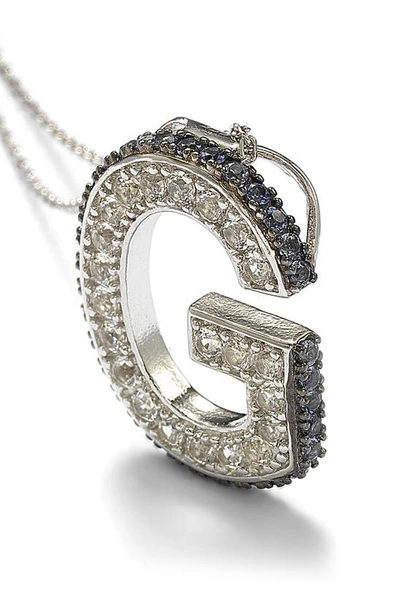 Suzy Levian Sterling Silver & Blue Sapphire Initial Pendant Necklace In Blue-g