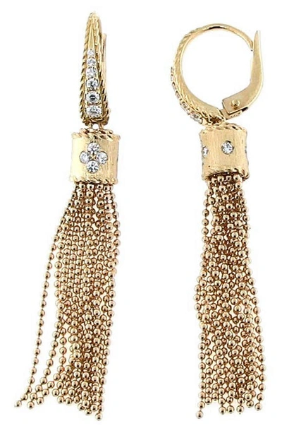 Roberto Coin 18k Yellow Gold Princess Diamond Tassel Drop Earrings In White/gold