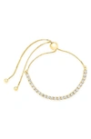 Sterling Forever Cz Bolo Slider Bracelet In Silver