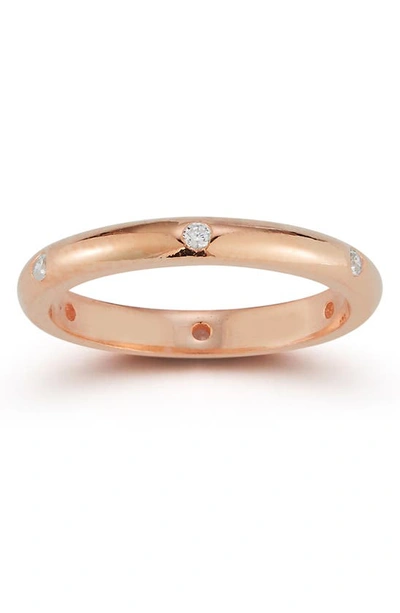 Glaze Jewelry Sterling Silver Cz Band Ring In Rose Gold