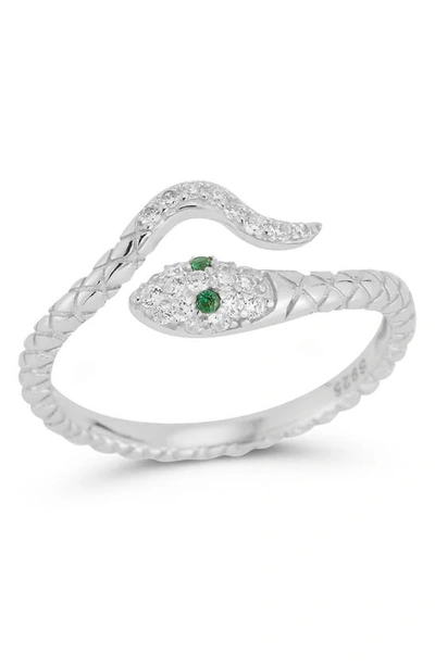 Glaze Jewelry Cz Snake Ring In Silver