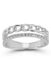 Glaze Jewelry Sterling Silver Cz Link Double Band Ring
