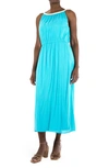 Nina Leonard Braided Neck Sleeveless Maxi Dress In Rift