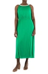 Nina Leonard Braided Neck Sleeveless Maxi Dress In Bright Green
