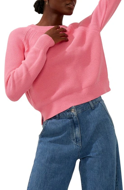 French Connection Lilly Mozart Cropped Sweater In Aurora Pink