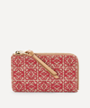 Loewe Women's Anagram Jacquard Canvas And Leather Coin Card Holder In Red