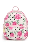 Luv Betsey By Betsey Johnson Patent Small Backpack In White/ Pink Polka Dot