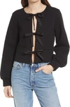 & Other Stories Tie Front Fleece Cardigan In Black