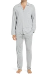Eberjey William 2-piece Piped Pajama Set In Heather Gray/ivory