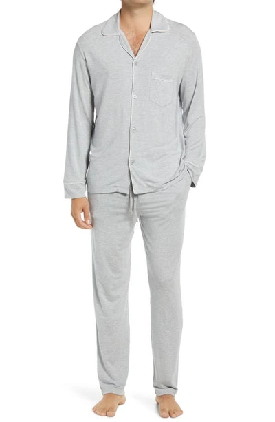 Eberjey William 2-piece Piped Pajama Set In Heather Gray/ivory