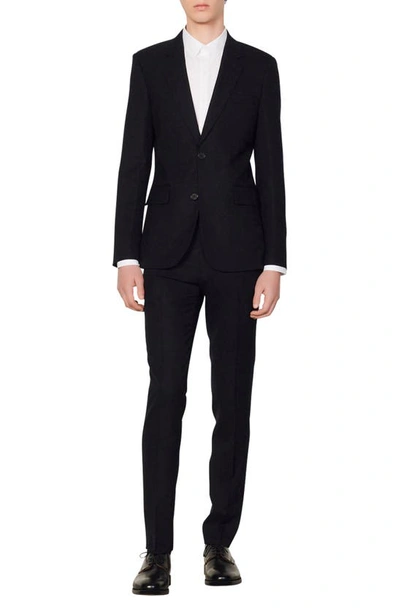 Sandro Legacy Wool Suit Jacket In Navy Blue