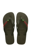 Havaianas Brazil Logo Flip Flop In Moss