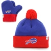 47 INFANT '47 ROYAL/RED BUFFALO BILLS BAM BAM CUFFED KNIT HAT WITH POM AND MITTENS SET