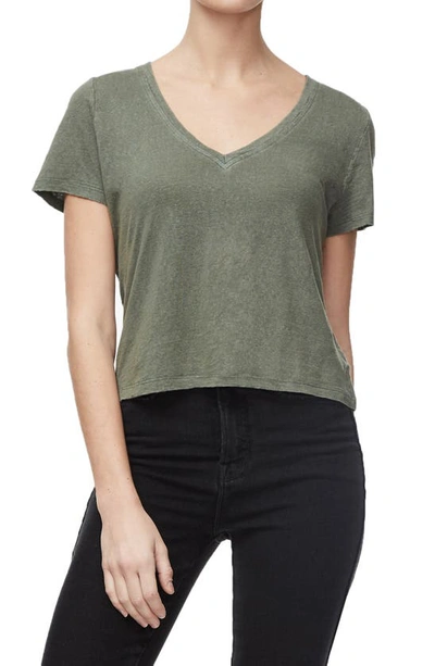 Good American The Worn-in Linen T-shirt In Olive002