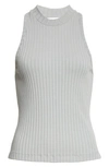 Vince Women's Ribbed Cotton-blend Racer Tank Top In Sea Stone