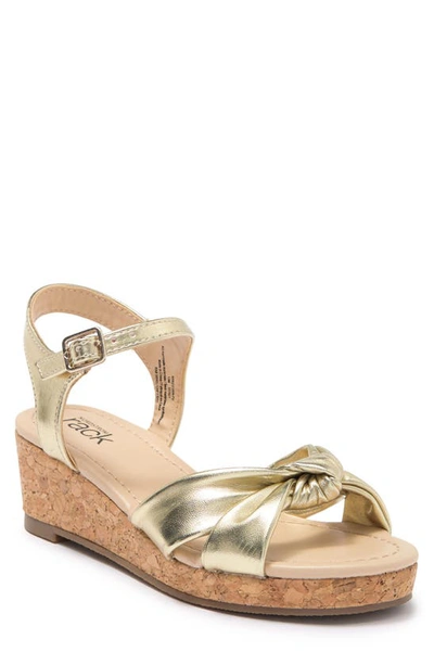 Nordstrom Rack Kids' Keegan Cork Wedge Sandal In Gold Metallic