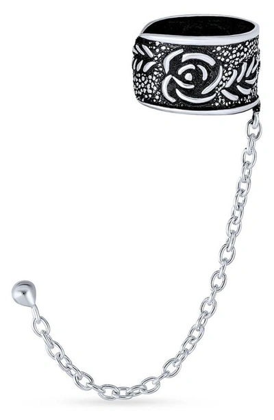 Bling Jewelry Boho Cartilage Ear Cuff With Chain In Silver-4