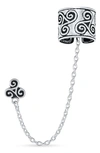 Bling Jewelry Boho Cartilage Ear Cuff With Chain In Silver-2