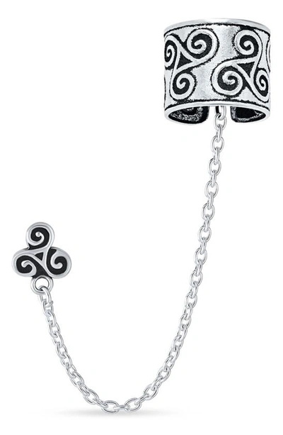 Bling Jewelry Boho Cartilage Ear Cuff With Chain In Silver-2