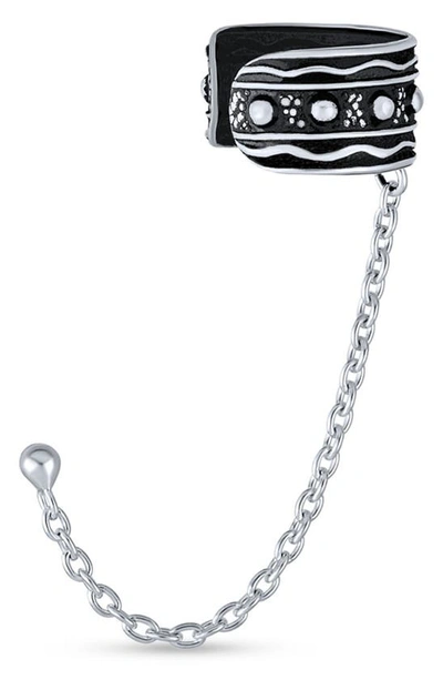 Bling Jewelry Boho Cartilage Ear Cuff With Chain In Silver-7