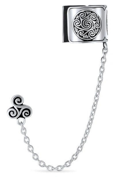 Bling Jewelry Boho Cartilage Ear Cuff With Chain In Silver-3