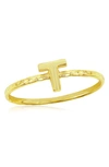 Simona Yellow Gold Initial Band Ring In Gold - T