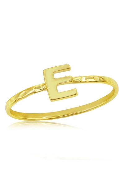 Simona Yellow Gold Initial Band Ring In Gold - E