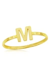 Simona Yellow Gold Initial Band Ring In Gold - M