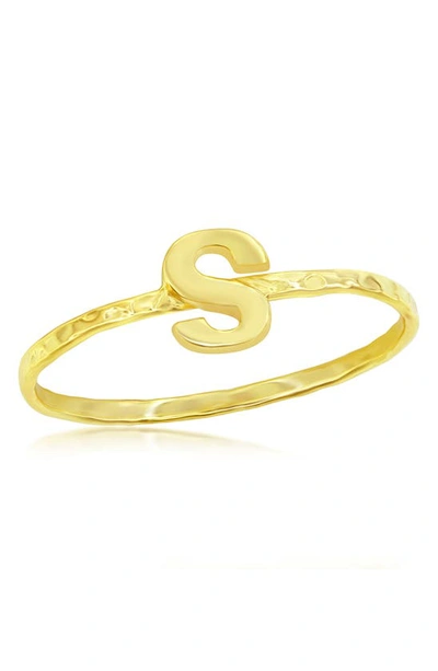 Simona Yellow Gold Initial Band Ring In Gold - S