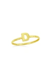 Simona Yellow Gold Initial Band Ring In Gold - D