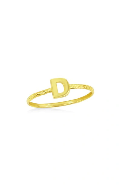 Simona Yellow Gold Initial Band Ring In Gold - D