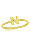 Simona Yellow Gold Initial Band Ring In Gold - N