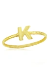 Simona Yellow Gold Initial Band Ring In Gold - K