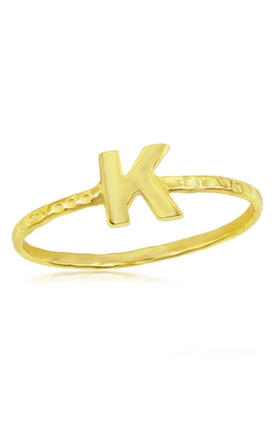 Simona Yellow Gold Initial Band Ring In Gold - K