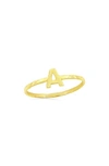 Simona Yellow Gold Initial Band Ring In Gold - A